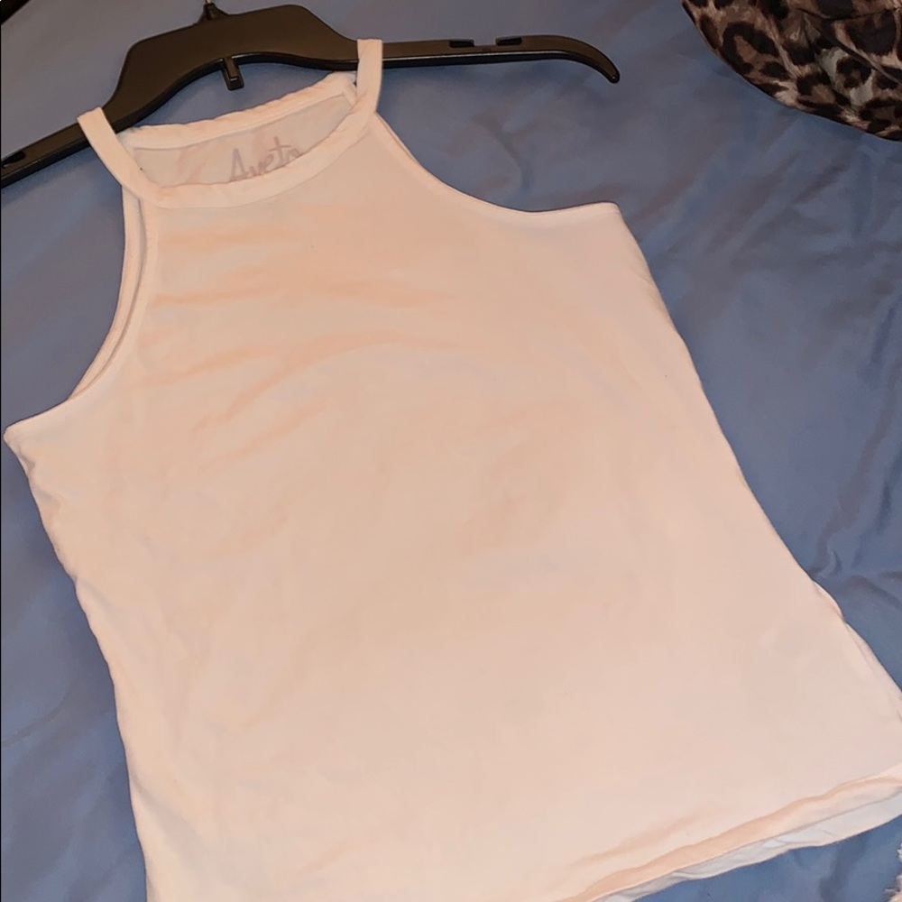 High neck cami white
